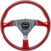 F/X Splash Steering Wheel High Gloss Hand Grip 3-Spoke - Dark Red Polished Aluminum 13-1/2" Dia., 3-1/2" Dish - image 1