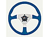 F/X Splash Steering Wheel High Gloss Hand Grip 3-Spoke - Blue Polished Aluminum 13-1/2" Dia., 3-1/2" Dish - image 1