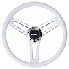 Classic 3-Spoke Steering Wheel Gloss White Vinyl Grip - image 1