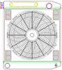 ClassicCool ComboUnit Universal Fit Radiator and Fan Single Pass Crossflow Design 22" x 19" with Transmission Cooler - image 1
