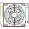 ClassicCool CombuUnit Universal Fit Radiator and Fan Dual Pass Crossflow Design 22" x 19" for HEMI Swap with Cooler - image 1