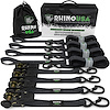 GMG-R1-4PACK Medium Duty Ratchet Strap Tie-Downs [Black, Set of 4]