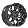 4P44 Wheel [Size: 20"x10"] 5 x 127 mm & 5 x 139.7 mm Bolt Pattern, Gloss Black Brushed with Tinted Clear