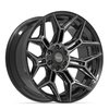 4P44 Wheel [Size: 22"x10"] 6 x 135 mm & 6 x 139.7 mm Bolt Pattern, Gloss Black Brushed with Tinted Clear