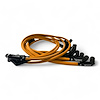 SPW-PS-525L-F-6 High-Performance Fiberglass-Oversleeve Spark Plug Wires GM LS Long 525 Crate, Around Front Under Header [Orange] - image 1
