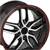 Chevrolet Corvette Deep Dish Wheel Replica Black Machined Face with Red Band 18x10.5 - image 1