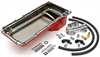 LS Swap Oil Pan/Filter Combo Kit for 1982-2004 Chevy S10/Blazer, Early Model GM Cars/Trucks [Double Filter, Horizontal Port, Red - image 1