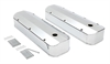 FABRICATED ALUMINUM VALVE COVERS CHROME BBC WITH HOLE - image 1