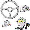 13450 13 in. Lightweight Drag Steering Wheel Kit for GM Saginaw Splined Shaft [3-Spoke] - image 1