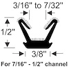 70-3572-58 Unbeaded Rubber Channel 96 in. - image 1