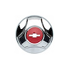 HCC5C66 Hub Caps 1964-1966 Chevy C10/K10 Series Truck & Suburban, 1/2, Ton, 15, inch, Pop, On, Chrome/Red, Set of 4