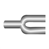 13 1/4 overall inlet dia. 3 I.D. dual outlet both 2 1/2 O.D. 6 centerline radius aluminized steel - image 1