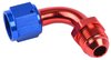 Red and Blue -8 AN Male to -8 AN Female Coupler [90 degree] - image 2