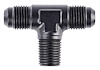 AN to NPT Tee Adapter Fitting [-6 AN Male to -6 AN Male on Run, 1/4 in. NPT Male Center Port, Black] - image 1