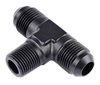 AN to NPT Tee Adapter Fitting [-6 AN Male to -6 AN Male on Run, 3/8 in. NPT Male Center Port, Black] - image 2