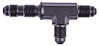 AN to AN Bulkhead Tee Adapter Fitting [-3 AN Male to -3 AN Male Run/Bulkhead and -3 AN Male Center Port, Black] - image 1