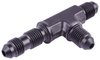 AN to AN Bulkhead Tee Adapter Fitting [-3 AN Male to -3 AN Male Run/Bulkhead and -3 AN Male Center Port, Black] - image 2