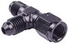 AN to AN Tee Adapter Fitting [-4 AN Female Swivel to -4 AN Male Run with -4 AN Male Center Port, Black] - image 3