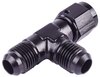 AN to AN Tee Adapter Fitting [-6 AN Female Swivel to -6 AN Male Run with -6 AN Male Center Port, Black] - image 2