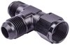 AN to AN Tee Adapter Fitting [-10 AN Female Swivel to -10 AN Male Run with -10 AN Male Center Port, Black] - image 3