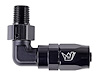 AN to NPT 90-Degree Max Flow Hose End Fitting [1/4 in. NPT Male to -6 AN Hose, Black] - image 1
