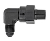 AN to NPT 90-Degree Max Flow Swivel Adapter Fitting [1/8 in. NPT Male to -3 AN Male, Black] - image 1