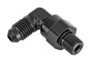 AN to NPT 90-Degree Max Flow Swivel Adapter Fitting [1/8 in. NPT Male to -4 AN Male, Black] - image 2