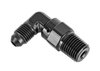 AN to NPT 90-Degree Max Flow Swivel Adapter Fitting [1/4 in. NPT Male to -4 AN Male, Black] - image 2
