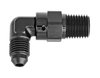 AN to NPT 90-Degree Max Flow Swivel Adapter Fitting [1/4 in. NPT Male to -4 AN Male, Black] - image 3