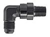 AN to NPT 90-Degree Max Flow Swivel Adapter Fitting [1/4 in. NPT Male to -6 AN Male, Black] - image 1