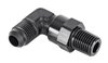 AN to NPT 90-Degree Max Flow Swivel Adapter Fitting [1/4 in. NPT Male to -6 AN Male, Black] - image 2