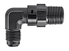 AN to NPT 90-Degree Max Flow Swivel Adapter Fitting [3/8 in. NPT Male to -6 AN Male, Black] - image 1