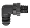 AN to NPT 90-Degree Max Flow Swivel Adapter Fitting [3/8 in. NPT Male to -8 AN Male, Black] - image 1