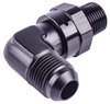 AN to NPT 90-Degree Max Flow Swivel Adapter Fitting [1/2 in. NPT Male to -8 AN Male, Black] - image 2