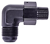 AN to NPT 90-Degree Max Flow Swivel Adapter Fitting [3/8 in. NPT Male to -10 AN Male, Black] - image 1