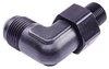 AN to NPT 90-Degree Max Flow Swivel Adapter Fitting [3/8 in. NPT Male to -10 AN Male, Black] - image 3