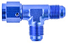 AN to AN Tee Adapter Fitting [-6 AN Female Swivel to -6 AN Male Run, -6 AN Male Center Port, Blue] - image 1