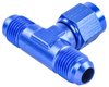 AN to AN Tee Adapter Fitting [-6 AN Male to -6 AN Male Run, -6 AN Female Swivel Center Port, Blue] - image 3