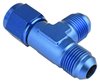 AN to AN Tee Adapter Fitting [-8 AN Female Swivel to -8 AN Male Run, -8 AN Male Center Port, Blue] - image 3