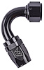 AN 150-Degree Max Flow Swivel Hose End [-12 AN Female to -12 AN Hose, Black] - image 1