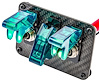 3-Toggle Switch Panel with Switches [Green Indicators, Carbon Fiber Panel] - image 1