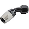 45-Degree HD AN Hose End Fitting [-10 AN Female Swivel, Black/Silver] - image 1
