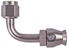AN 90-Degree A/C PTFE Hose End Fitting [-6 AN Female w/O-ring to -6 AN PTFE Hose, Champagne Anodized Aluminum] - image 1