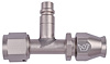 AN Straight A/C PTFE Hose End Fitting with Service Port  [-8 AN Female w/O-ring to -8 AN PTFE Hose, Champagne Anodized Aluminum] - image 1