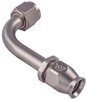 AN 90-Degree A/C PTFE Hose End Fitting [-8 AN Female w/O-ring to -8 AN PTFE Hose, Champagne Anodized Aluminum] - image 2