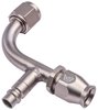 AN 90-Degree A/C PTFE Hose End Fitting with Service Port [-8 AN Female w/O-ring to -8 AN PTFE Hose, Champagne Anodized Aluminum - image 2