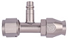 AN Straight A/C PTFE Hose End Fitting w/Service Port [-10 AN Female w/O-ring to -10 AN PTFE Hose, Champagne Anodized Aluminum] - image 1