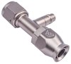 AN Straight A/C PTFE Hose End Fitting w/Service Port [-10 AN Female w/O-ring to -10 AN PTFE Hose, Champagne Anodized Aluminum] - image 2