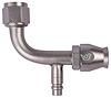 AN 90-Degree A/C PTFE Hose End Fitting w/Service Port [-10 AN Female w/O-ring to -10 AN PTFE Hose, Champagne Anodized Aluminum] - image 1