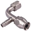 AN 90-Degree A/C PTFE Hose End Fitting w/Service Port [-10 AN Female w/O-ring to -10 AN PTFE Hose, Champagne Anodized Aluminum] - image 2